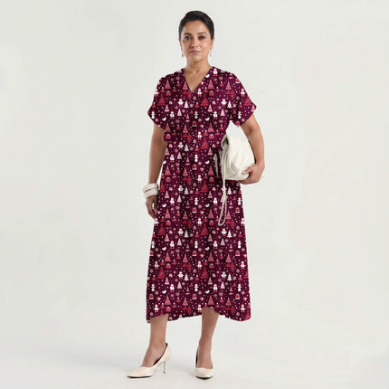 Burgundy Floral Digital Print Fabric for Shirt | Artistic Resort Wear - Image 7