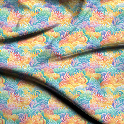 pastel yellow floral digital print fabric texture — medium scale closeup