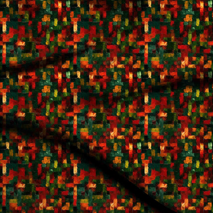 forest green abstract digital print fabric texture — medium scale closeup