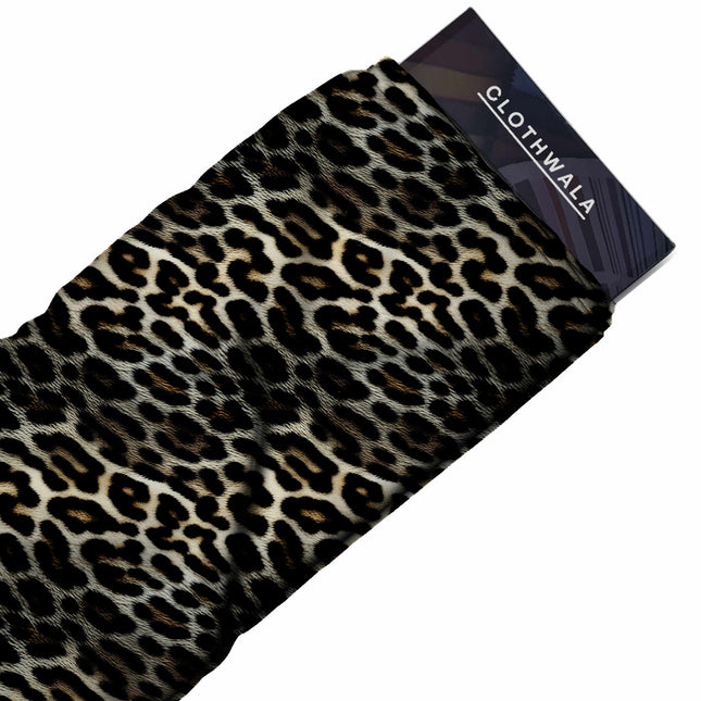 sand beige animal print fabric draped — saree styling