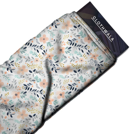 dusty peach floral fabric detail — textured finish digital print closeup