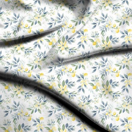 ivory cream floral digital print fabric texture — medium scale closeup