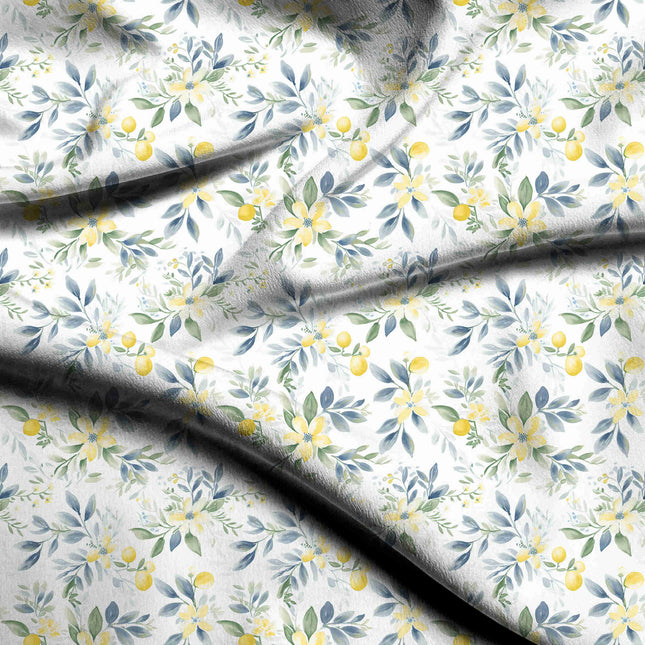 ivory cream floral digital print fabric texture — medium scale closeup
