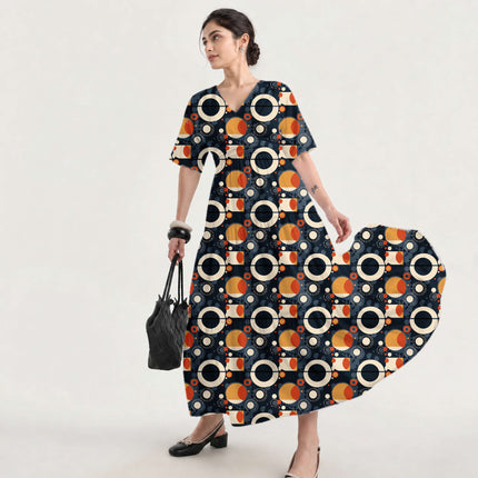 Midnight Blue Geometric Digital Print Fabric for Jacket | Destination Wedding - Image 3