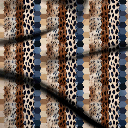 midnight blue animal digital print fabric texture — medium scale closeup