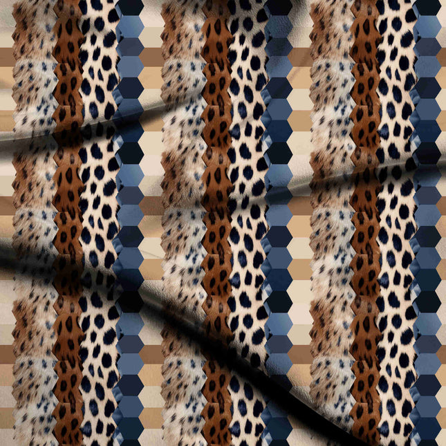 midnight blue animal digital print fabric texture — medium scale closeup