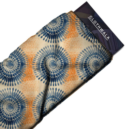 indigo blue mandala all-over print pattern — medium scale repeat layout
