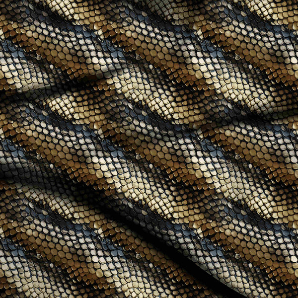 Antique Gold Shimmering Metallic Gold And Charcoal Print Fabric
