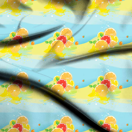 sky blue tropical digital print fabric texture — medium scale closeup