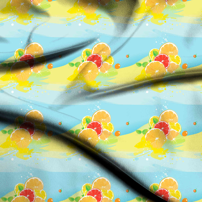 sky blue tropical digital print fabric texture — medium scale closeup