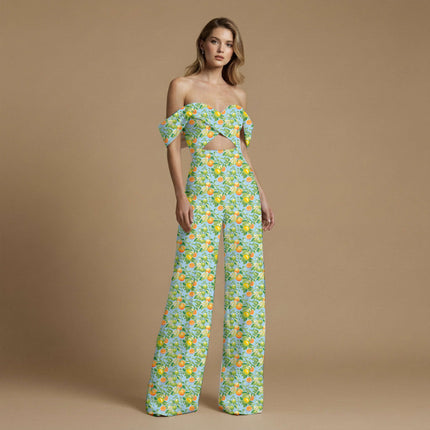 sky blue floral all-over print pattern — medium scale repeat layout