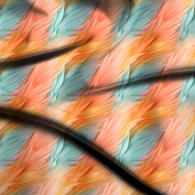 peach floral digital print fabric texture — medium scale closeup