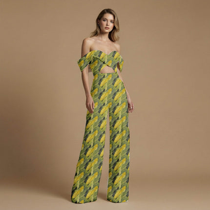 Forest Green Floral Digital Print Fabric | Kaftan Co-Ord Dress | festive occasion wear | Refined Wild | Poly Georgette Print - Image 3