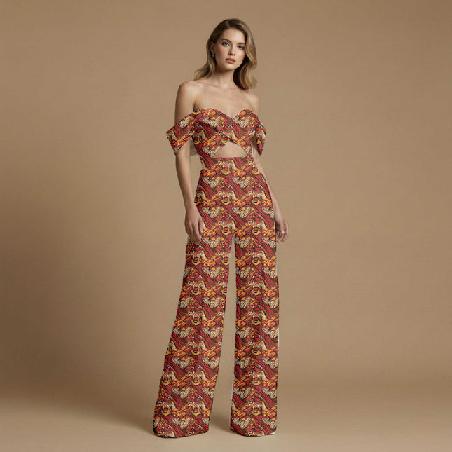 crimson red animal print fabric draped — kurta styling