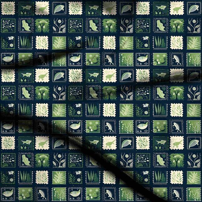 Forest Green Other Digital Print Fabric | Dress | Resort Wear | Cottagecore Chic | Poly Chiffon Print - 1683