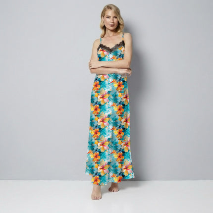Teal Floral Digital Print Fabric for Dress | Casual Wear - Image 5