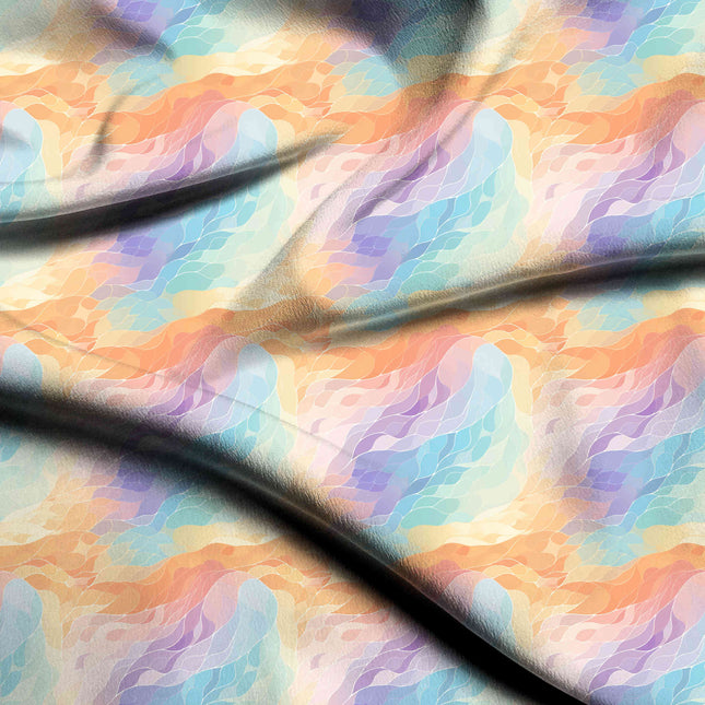 pastel peach abstract digital print fabric texture — medium scale closeup