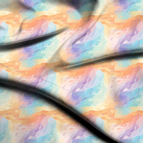 Pastel Peach Abstract Flowing Organic Shapes Print Fabric