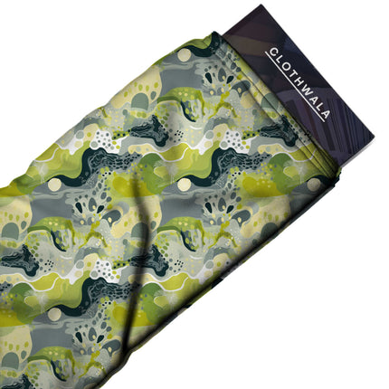 chartreuse green abstract all-over print pattern — medium scale repeat layout