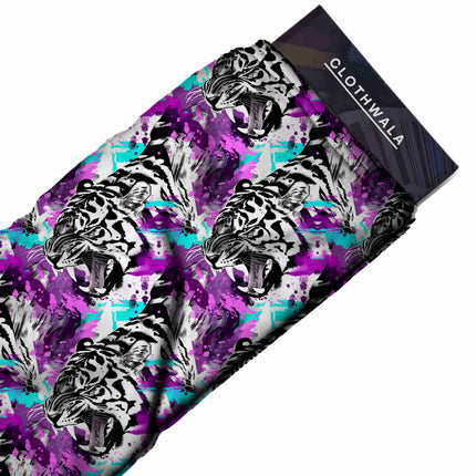 electric purple animal fabric detail — matte finish digital print closeup