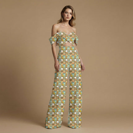 teal floral all-over print pattern — large scale repeat layout