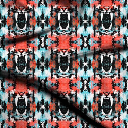 fiery coral animal digital print fabric texture — large scale closeup