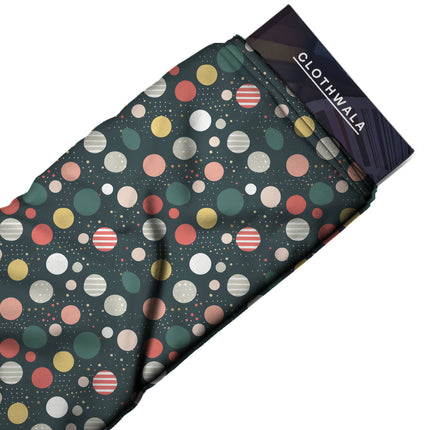 Forest Green Polka Digital Print Fabric for Kaftan | Vacation Wear - Image 8