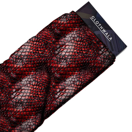 crimson red animal fabric detail — glossy finish digital print closeup