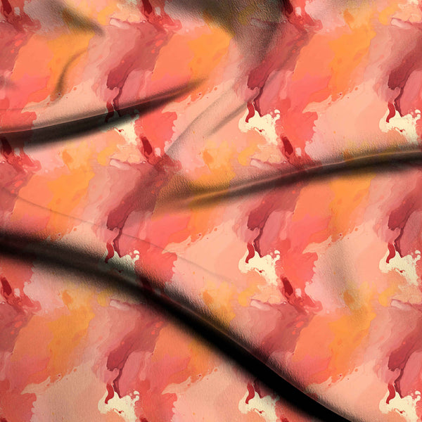 Dusty Rose Abstract Fluid Brushstroke Swirls Print Fabric