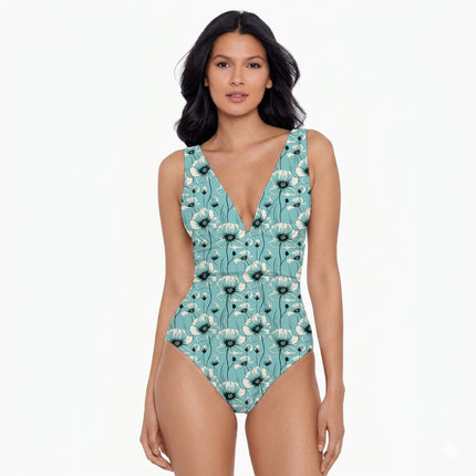 Aqua Blue Floral Digital Print Fabric for Dress | Resort Wear - Image 7