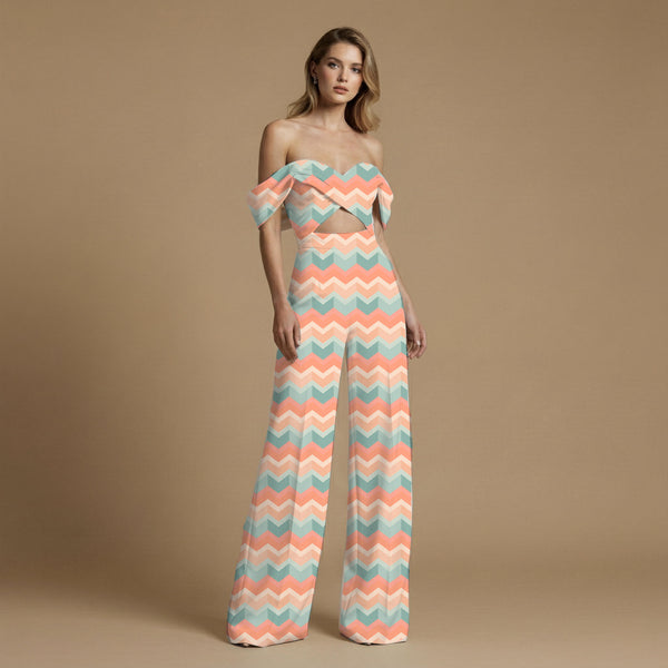 Peach Soft Gradient Chevron Print Fabric