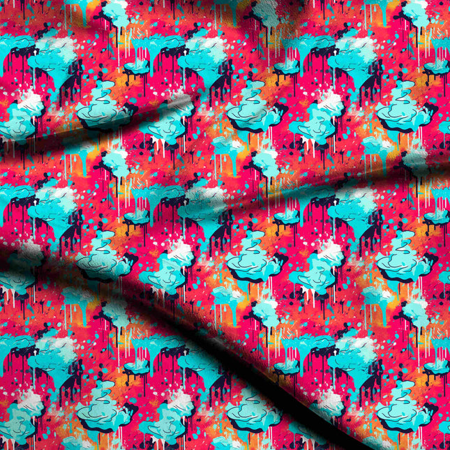 hot pink abstract digital print fabric texture — large scale closeup