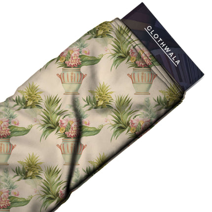 ivory cream floral fabric detail — textured finish digital print closeup