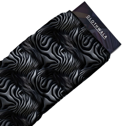 charcoal black animal fabric detail — embossed finish digital print closeup
