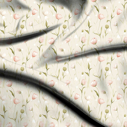 Ivory Cream Floral Digital Print Fabric for Lehenga | Opulent Festive Wear - 5139