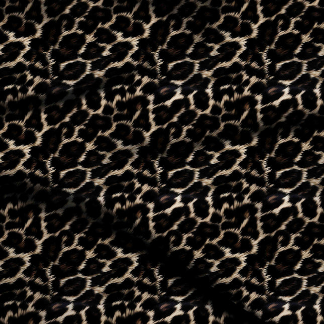 deep black animal digital print fabric texture — large scale closeup