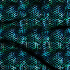 peacock blue animal digital print fabric texture — fine scale closeup