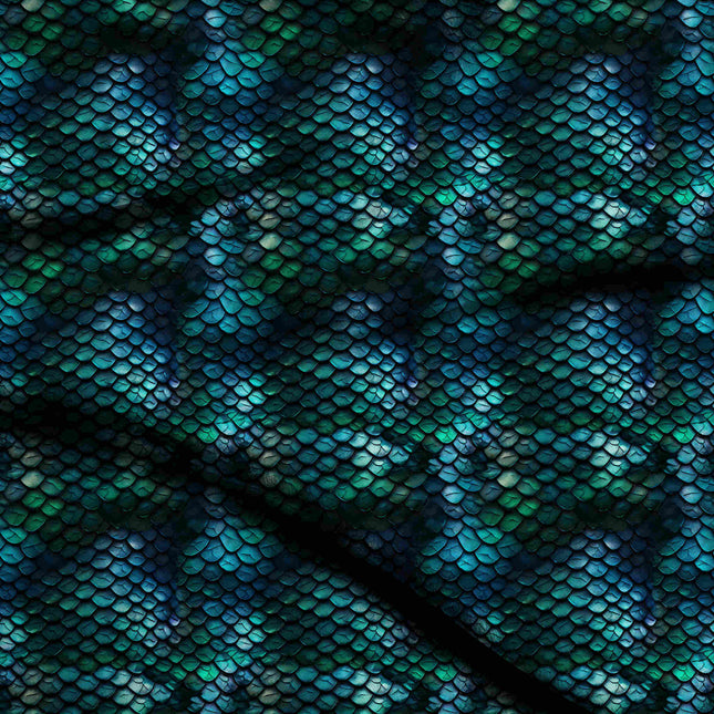 peacock blue animal digital print fabric texture — fine scale closeup