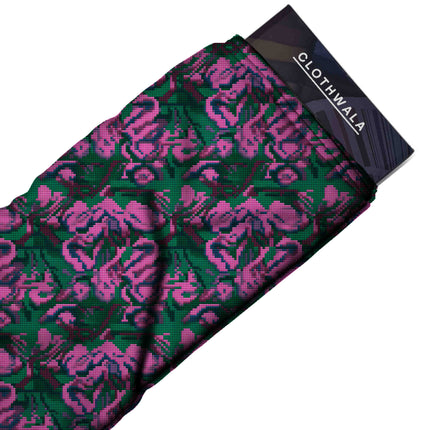 forest green floral all-over print pattern — large scale repeat layout