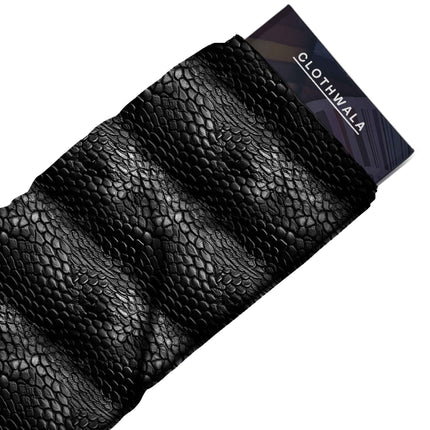 jet black animal fabric detail — embossed finish digital print closeup
