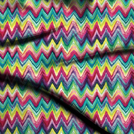 Teal Geometric Digital Print Fabric for Set | Geometric resort wear - 5564