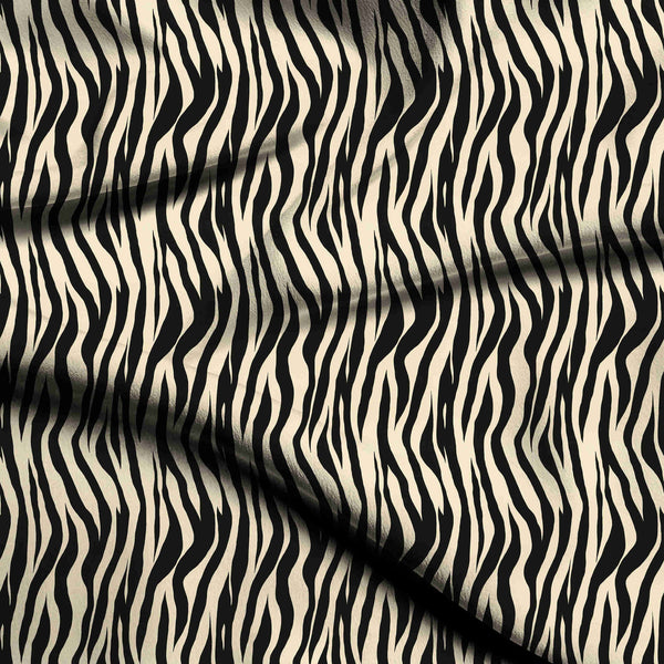 Ivory Cream Bold Undulating Organic Zebra Stripe Print Fabric