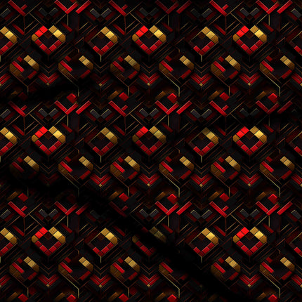 ruby red geometric digital print fabric texture — medium scale closeup