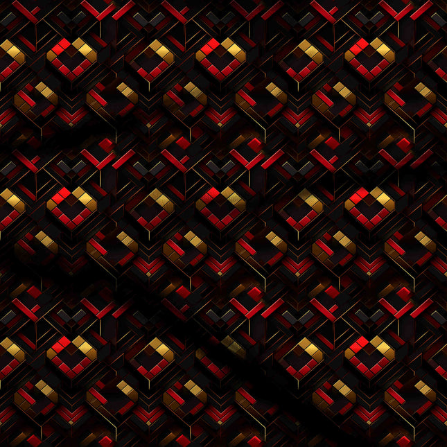 ruby red geometric digital print fabric texture — medium scale closeup