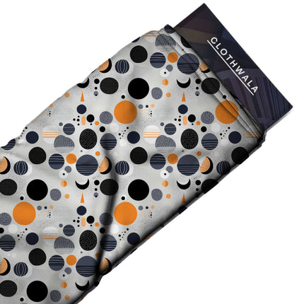 marigold orange abstract fabric detail — matte finish digital print closeup