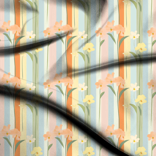 dusty rose floral digital print fabric texture — medium scale closeup