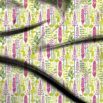 ivory cream floral digital print fabric texture — large scale closeup