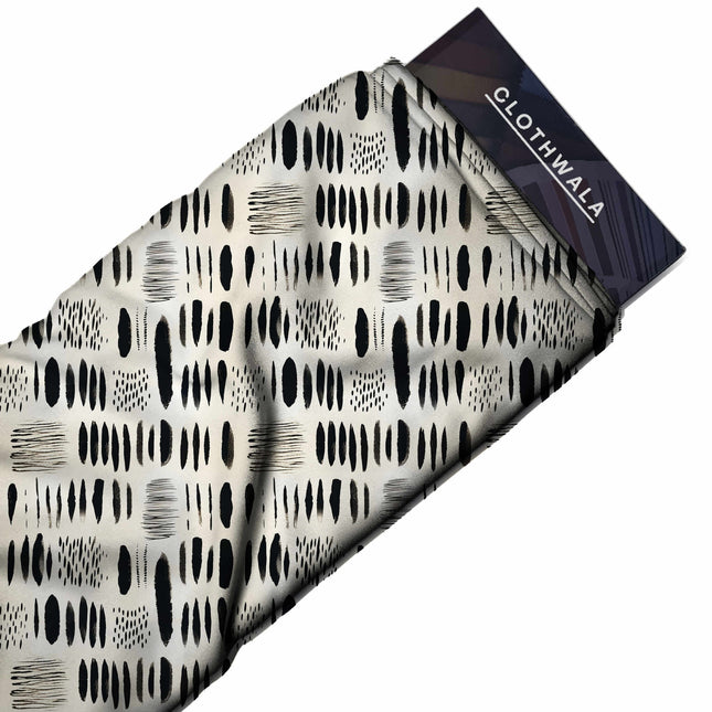 jet black abstract print fabric draped — tunic styling