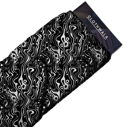 jet black abstract all-over print pattern — medium scale repeat layout