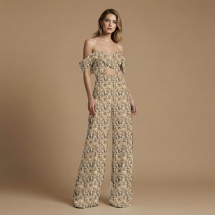 ivory cream ethnic all-over print pattern — large scale repeat layout